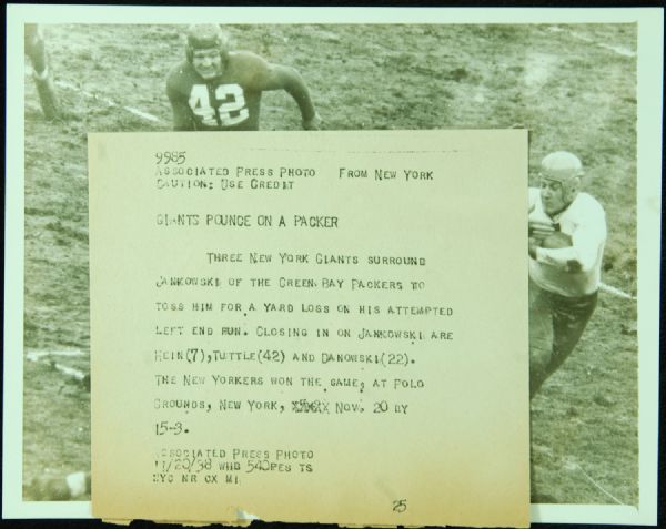 1938 Giants Pounce On A Packer Original 9x7 Photo