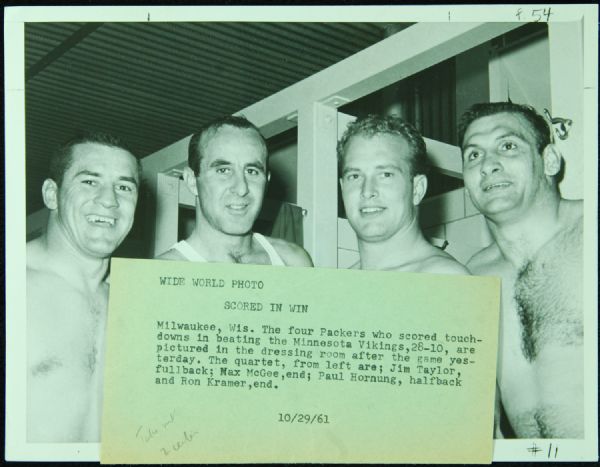 1961 Jim Taylor, Max McGee, Paul Hornung & Ron Kramer Original 9x7 Photo