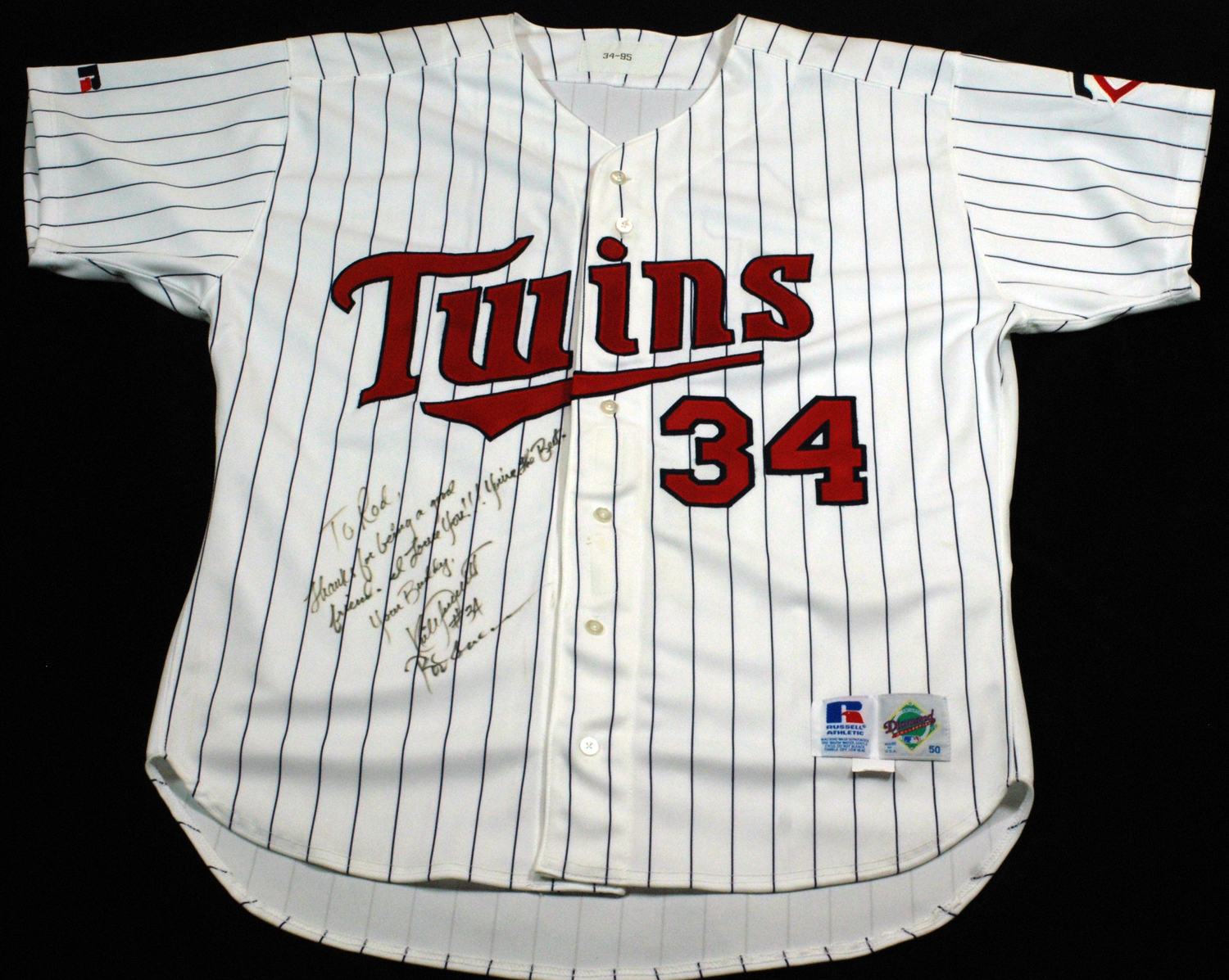 Lot Detail - Kirby Puckett 1995 Game-Used Minnesota Twins Home Jersey  Presented to Rod Carew - From His Final Season