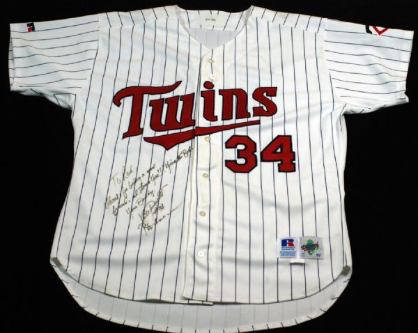 Kirby Puckett 1995 Game-Used Minnesota Twins Home Jersey Presented to Rod Carew - From His Final Season
