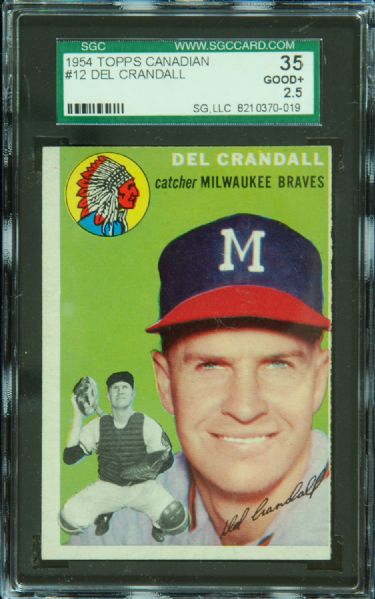 1954 Topps Canadian Del Crandall No. 12 SGC 35