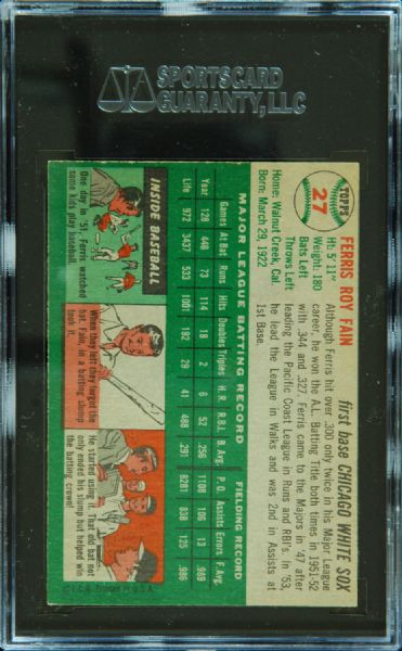 1954 Topps Canadian Ferris Fain No. 27 SGC 45