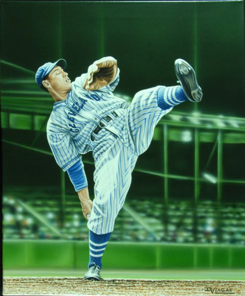 Bob Feller 20x24 Original Canvas Artwork by Darryl Vlasak