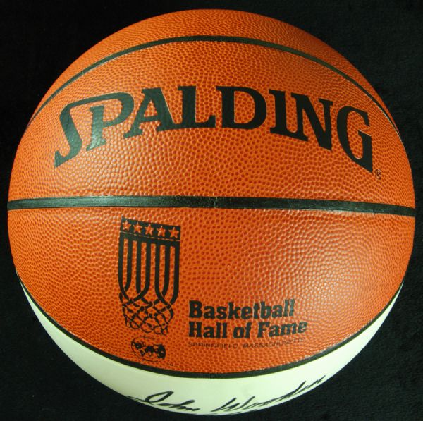 John Wooden Signed HOF White Panel Basketball