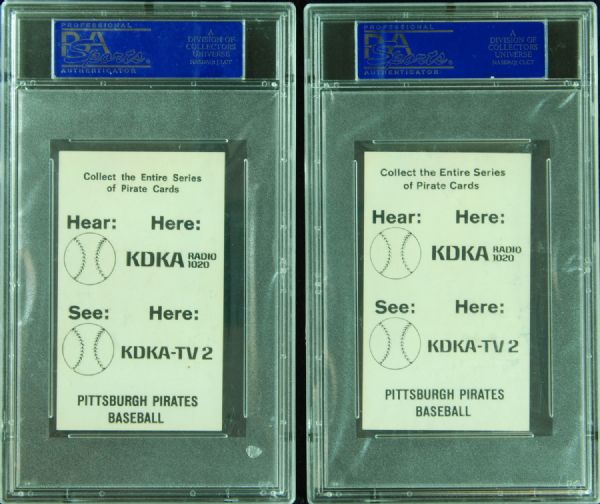 Bill Mazeroski & Manny Mota Signed 1960s Pirates KDKA Postcards (2) (PSA/DNA)