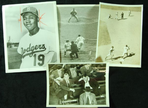 Brooklyn Dodgers Original Wire Photos (4) with Gilliam, Medwick