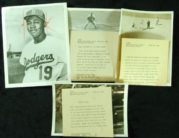 Brooklyn Dodgers Original Wire Photos (4) with Gilliam, Medwick