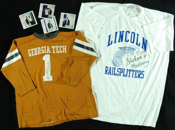 Stephon Marbury Signed Group (6) with Georgia Tech FB Jersey, High School Photos