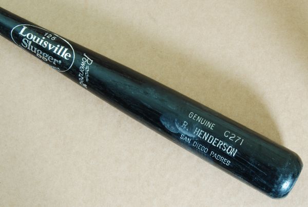 Rickey Henderson 2001 Game-Used Louisville Slugger Bat (GAI Bushing)