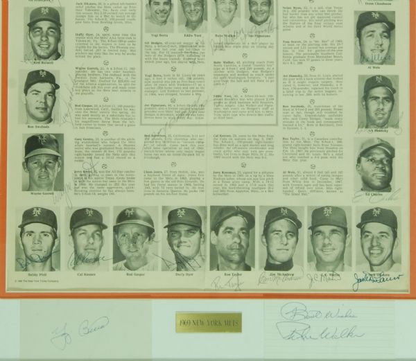 1969 New York Mets World Champions Team-Signed New York Times Page (34) with Hodges, Ryan, Seaver, Berra (JSA)