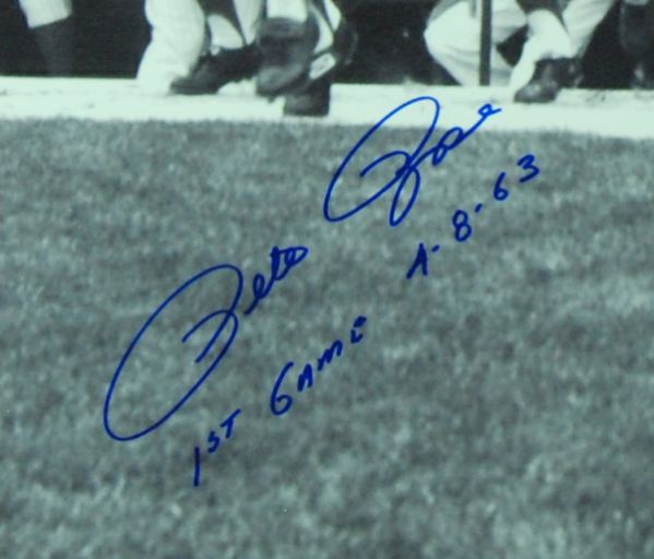 Pete Rose Signed 30x40 Photo Inscribed First Game 4-8-63 (PSA/DNA)