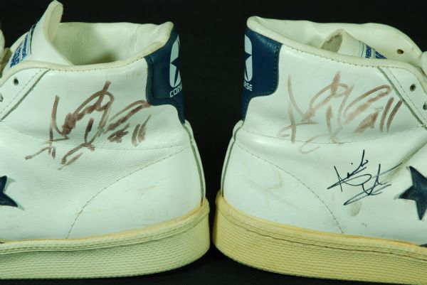 Isiah Thomas Dual-Signed Game-Used Converse Shoes (Pair) (JSA)