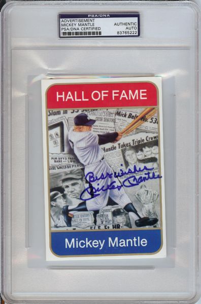 Mickey Mantle Signed Hall of Fame Sports Impressions Postcard (PSA/DNA)