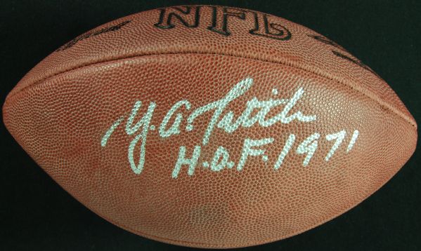 Y.A. Tittle Signed Wilson NFL Football Inscribed HOF 1971 (JSA)