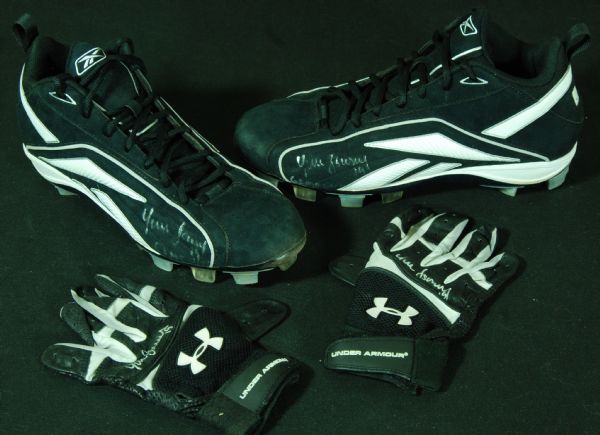 Yunel Escobar Signed & Game-Used Cleats & Batting Gloves (4 pieces)