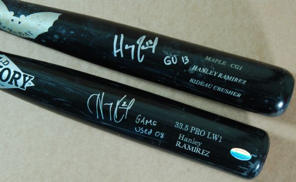 Hanley Ramirez Signed & Game-Used Bats (2), Batting Gloves (2) and Cleats (8 pieces)