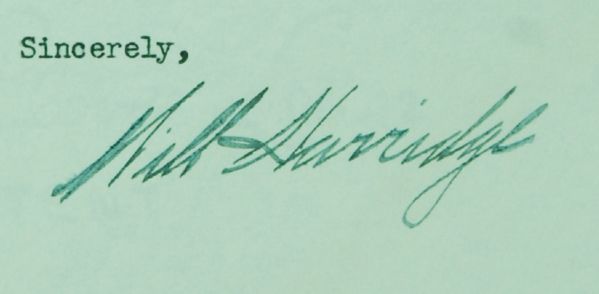 William Harridge Signed Typed Letter (1951) (PSA/DNA)