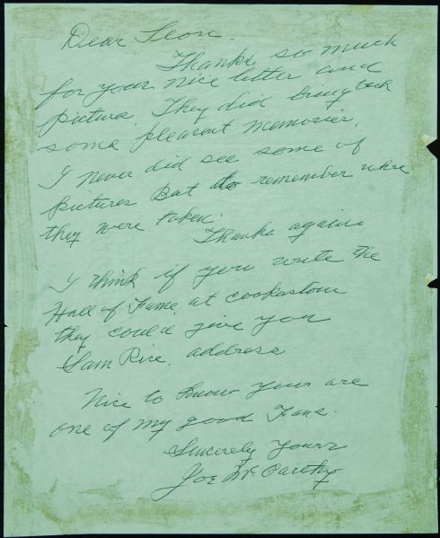 Joe McCarthy Signed Handwritten Letter (PSA/DNA)