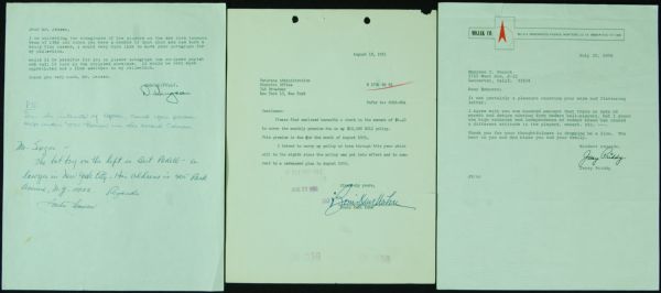 Bowie Kuhn, Jackie Jensen & Jerry Priddy Signed Letters (3)