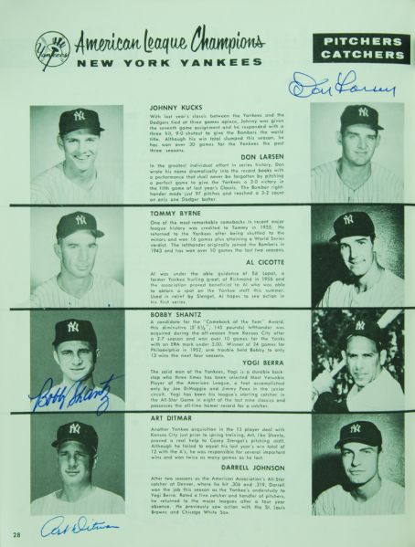 1957 World Series Program Signed by 30 Braves & Yankees