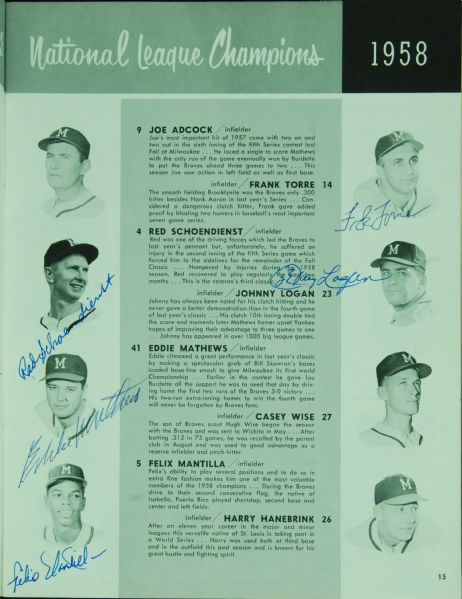 1958 World Series Program Signed by 28 Braves & Yankees