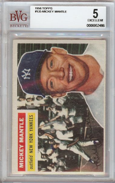 1956 Topps Mickey Mantle No. 135 BVG 5