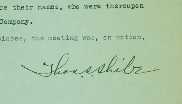 Thomas Shibe Signed Two-Page Document (AL Founder, Athletics Owner)