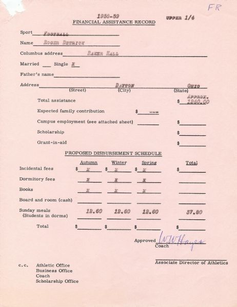 Woody Hayes Signed Ohio State Football Document (1958-59) (PSA/DNA)