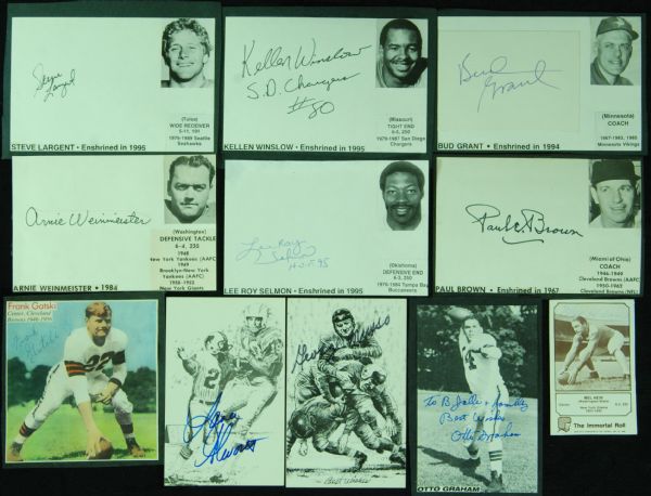 NFL HOFer Signed Photos, Postcards, Etc. (35) with Healey, Hubbard, Paul Brown