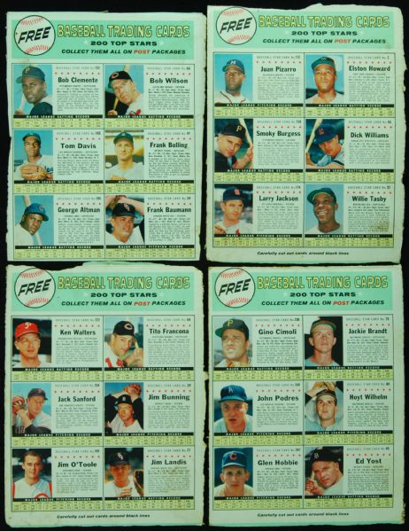 1961 Post Cereal Box Backs With 24 Cards, Including Clemente (4)