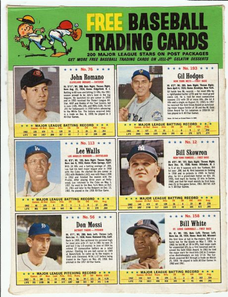 1963 Post Cereal Box Backs With 24 Cards, Including Banks, McCovey, Cepeda (4)