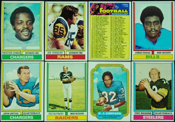 1974 Topps Football Huge Grouping With Hall of Famers, Stars and Specials (970)
