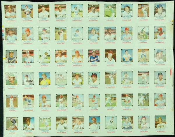 1975 Hostess Baseball Uncut Sheet (60 cards) with Aaron, Yount