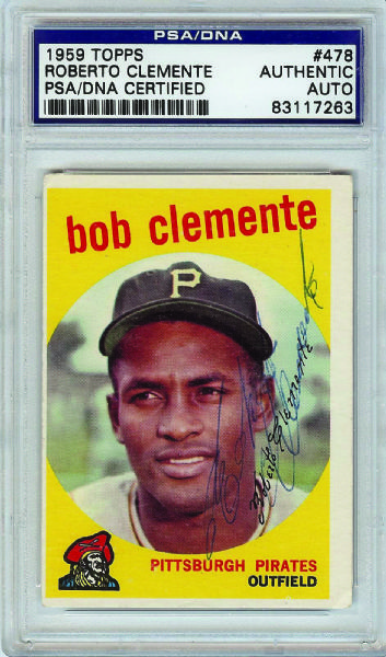 Roberto Clemente Signed 1959 Topps No. 478 (PSA/DNA)