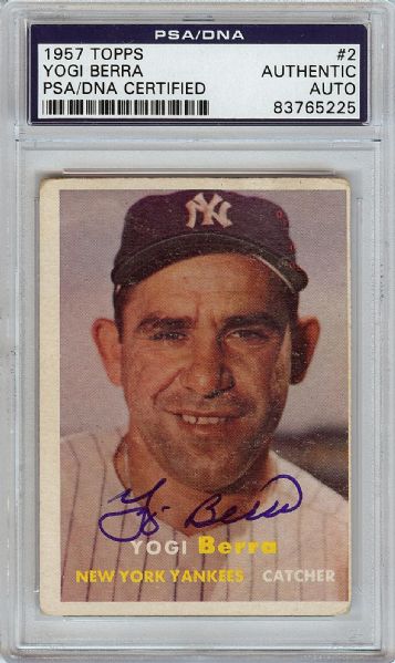 Yogi Berra Signed 1957 Topps No. 2 (PSA/DNA)