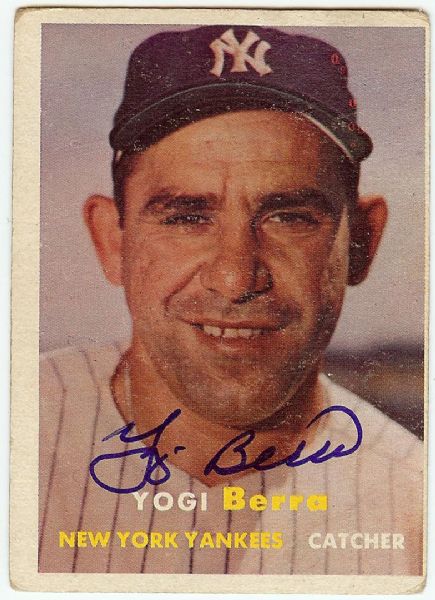 Yogi Berra Signed 1957 Topps No. 2 (PSA/DNA)