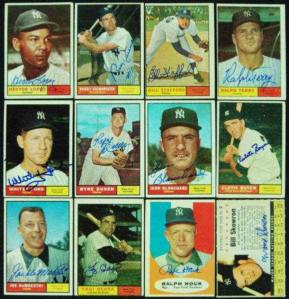 1961 New York Yankees World Champions Signed Trading Card Group (12)