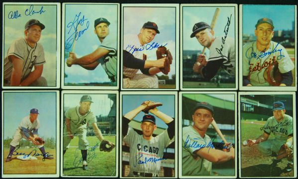 Signed 1953 Bowman Color Group (10) with High Numbers