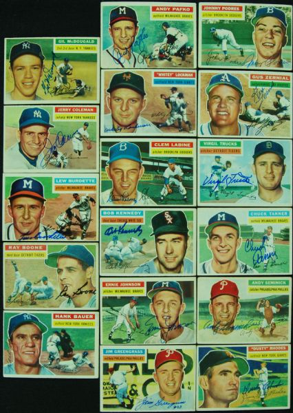 Signed 1956 Topps Baseball Signed Group (17) with Podres, Pafko