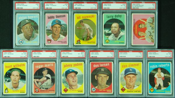 1959 Topps PSA-Graded Group (11) with Roger Maris