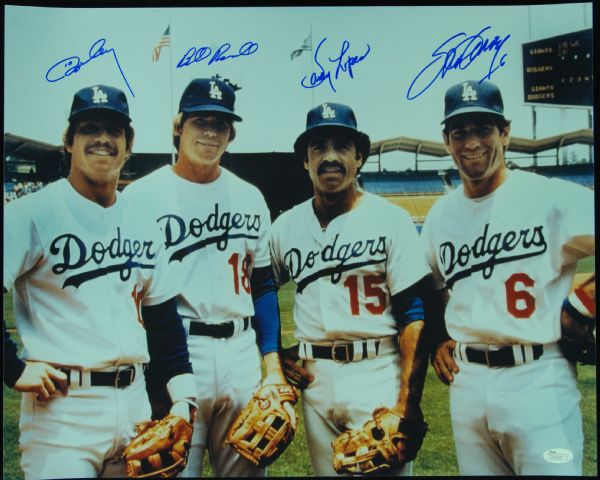 Ron Cey, Bill Russell, Davey Lopes & Steve Garvey Signed 16x20 Photo (JSA)