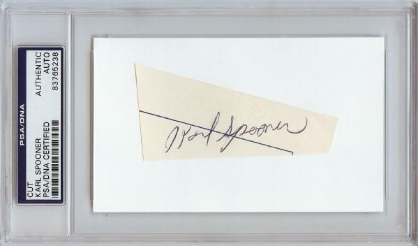Karl Spooner Cut Signature on 3x5 Index Card (PSA/DNA)