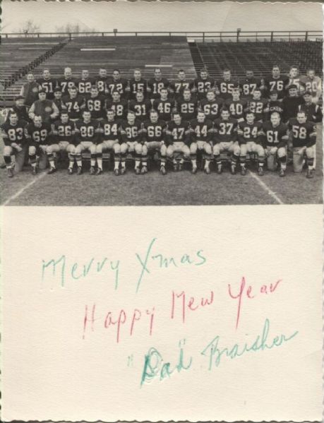 Dad Braisher Signed 1956 Green Bay Packers Christmas Card