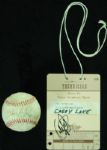 Kirby Puckett Signed 1991 World Series Game-Used Baseball & Press Pass (2)