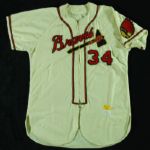 Bobby Thomson 1955 Game-Used Milwaukee Braves Home Flannel Jersey