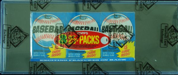 1980 Topps Baseball Unopened Wax Pack Tray (3 Packs) (BBCE)