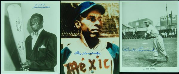 Negro Leaguer Signed 8x10 Photos (3) with Cool Papa Bell, Leonard, Dandridge