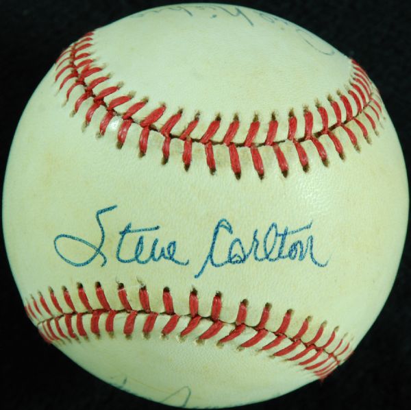 Steve Carlton, Bob Feller Tom Seaver & Phil Niekro Signed OAL Baseball 