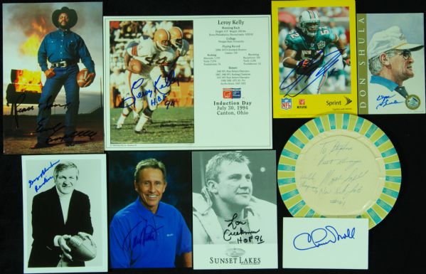 Football Signed Photos, Index Cards, etc. (29) with Blanda, Earl Campbell, Shula, Chuck Knoll