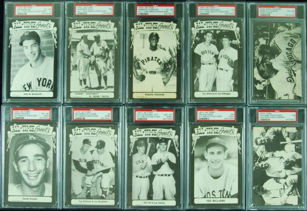 1973-80 TCMA All-Time Greats Postcards PSA-Graded Group (14)